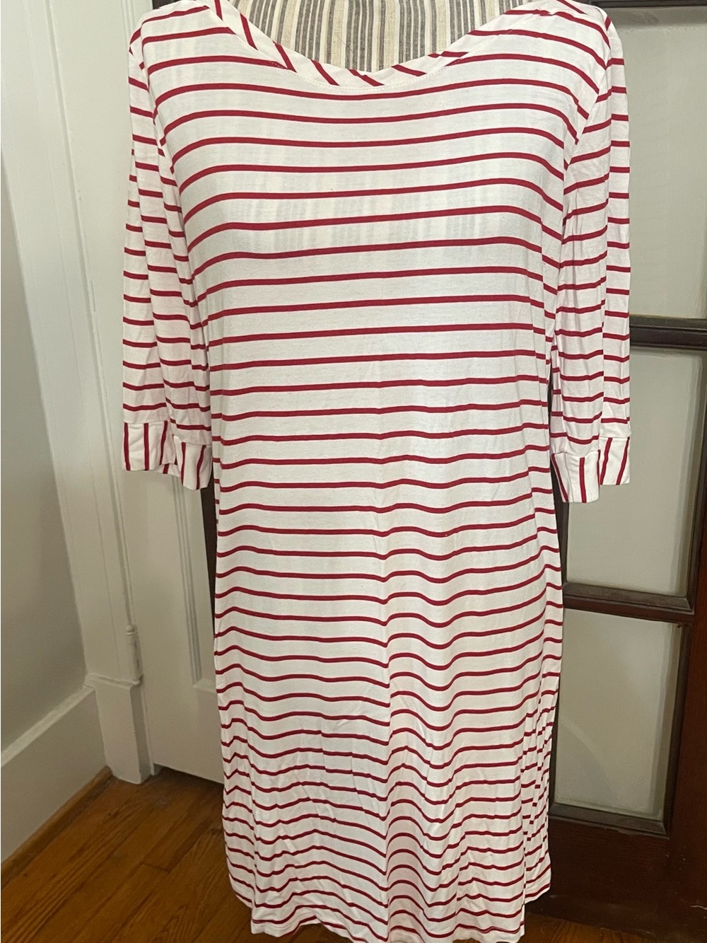 Nomadic Traders White Dress with Red Stripes